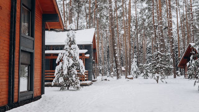 villas on a snowy mountain
